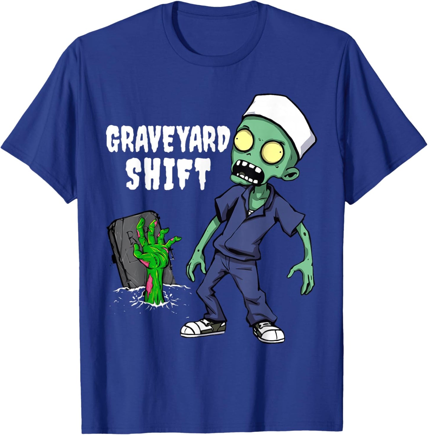 Graveyard Shift Funny Zombie Night Shift T-Shirt - T-Shirt | Royal