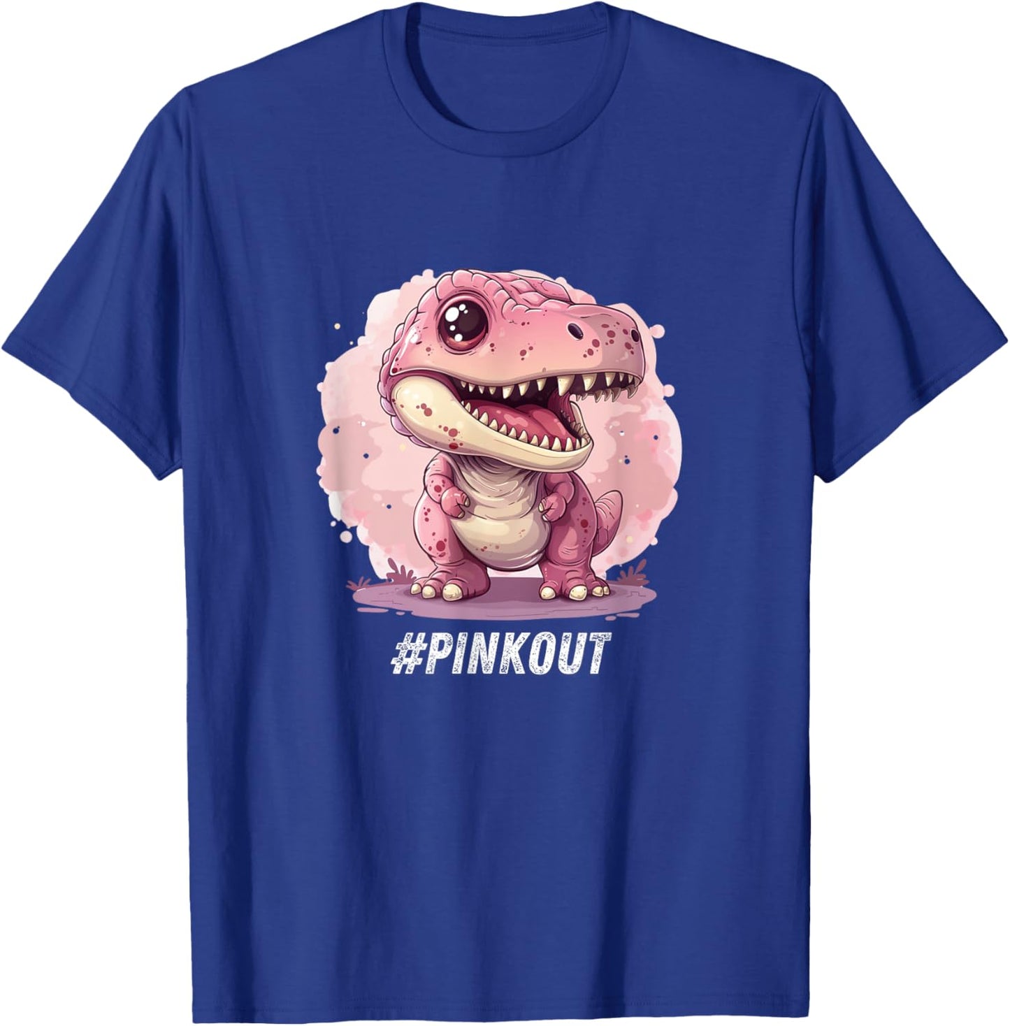Breast Cancer Awareness Dinosaur Lover Chemo Pink Ribbon T-Shirt - T-Shirt | Royal