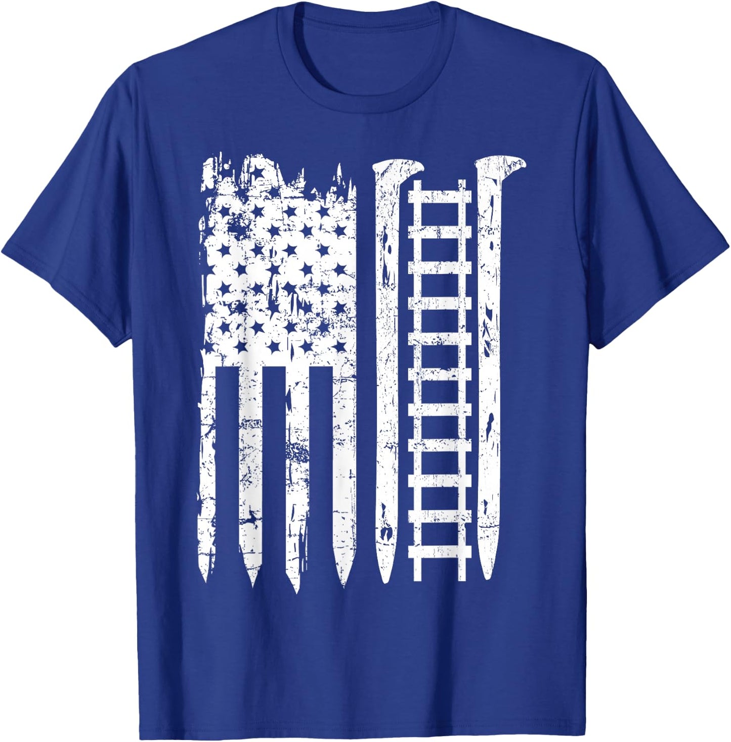 Railroad Spike American Flag Train Gift Railway Workers T-Shirt - T-Shirt | Royal