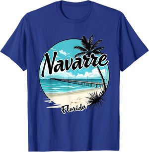 Scenic Navarre Florida Beach and Pier Art T-Shirt - T-Shirt | Royal