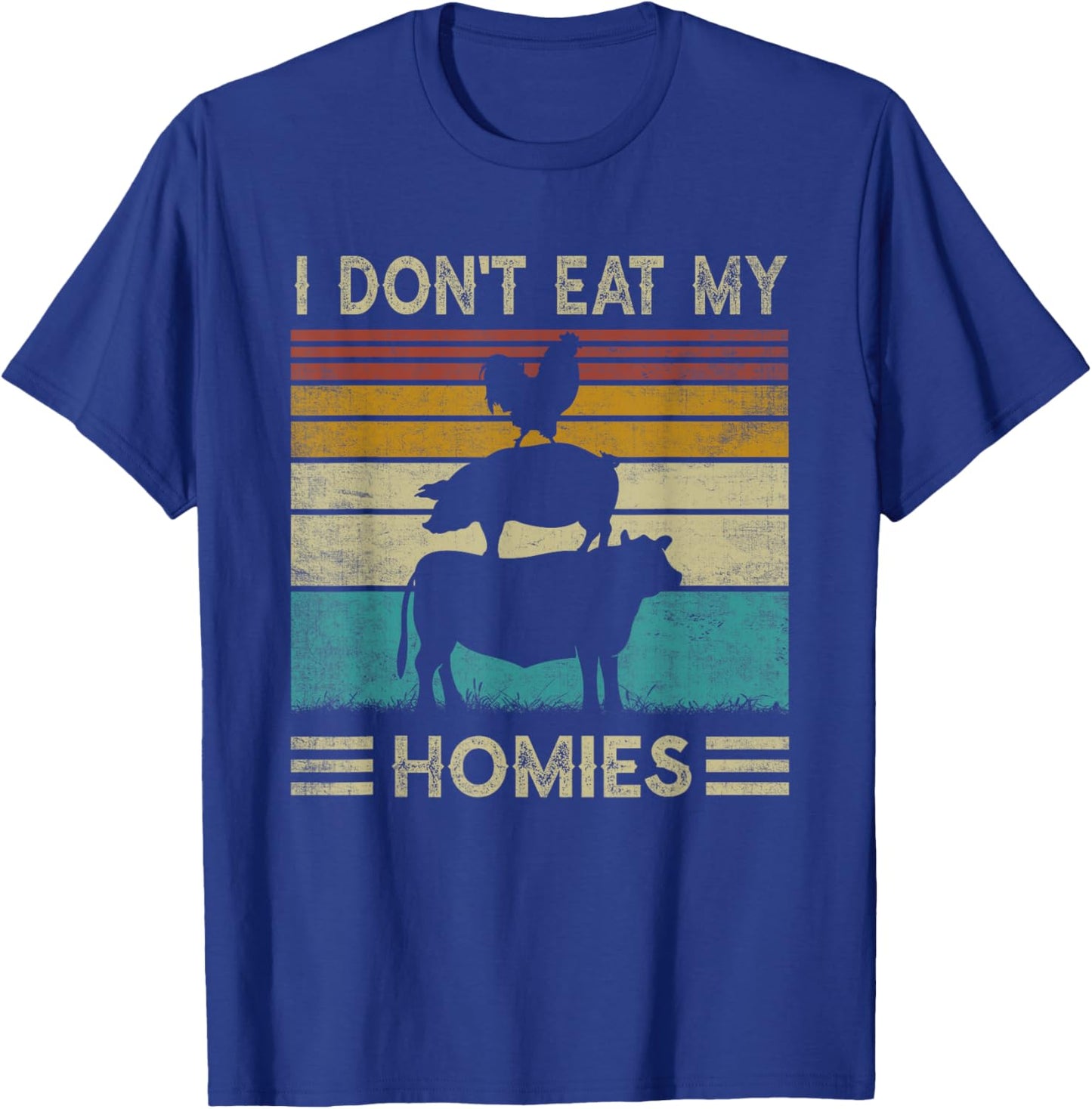 Vegetarian I Don't Eat My Homies Funny Vegan Retro 70s 80s T-Shirt - T-Shirt | Royal