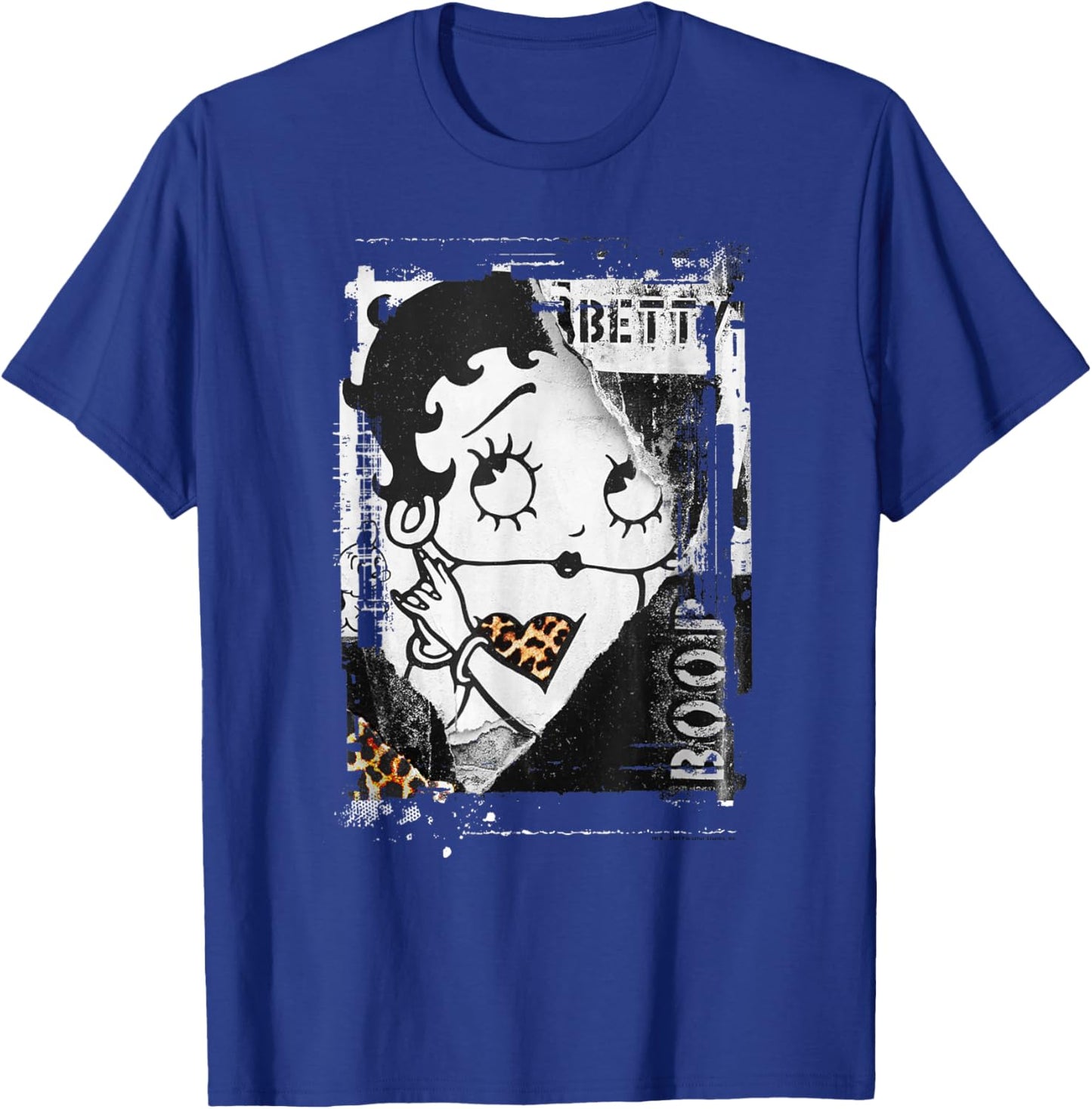 Betty Boop Distressed Punk Rock Vintage Stamp Poster Design T-Shirt - T-Shirt | Royal