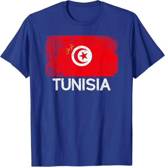 Tunisian Flag | Vintage Made In Tunisia Gift T-Shirt - T-Shirt | Royal