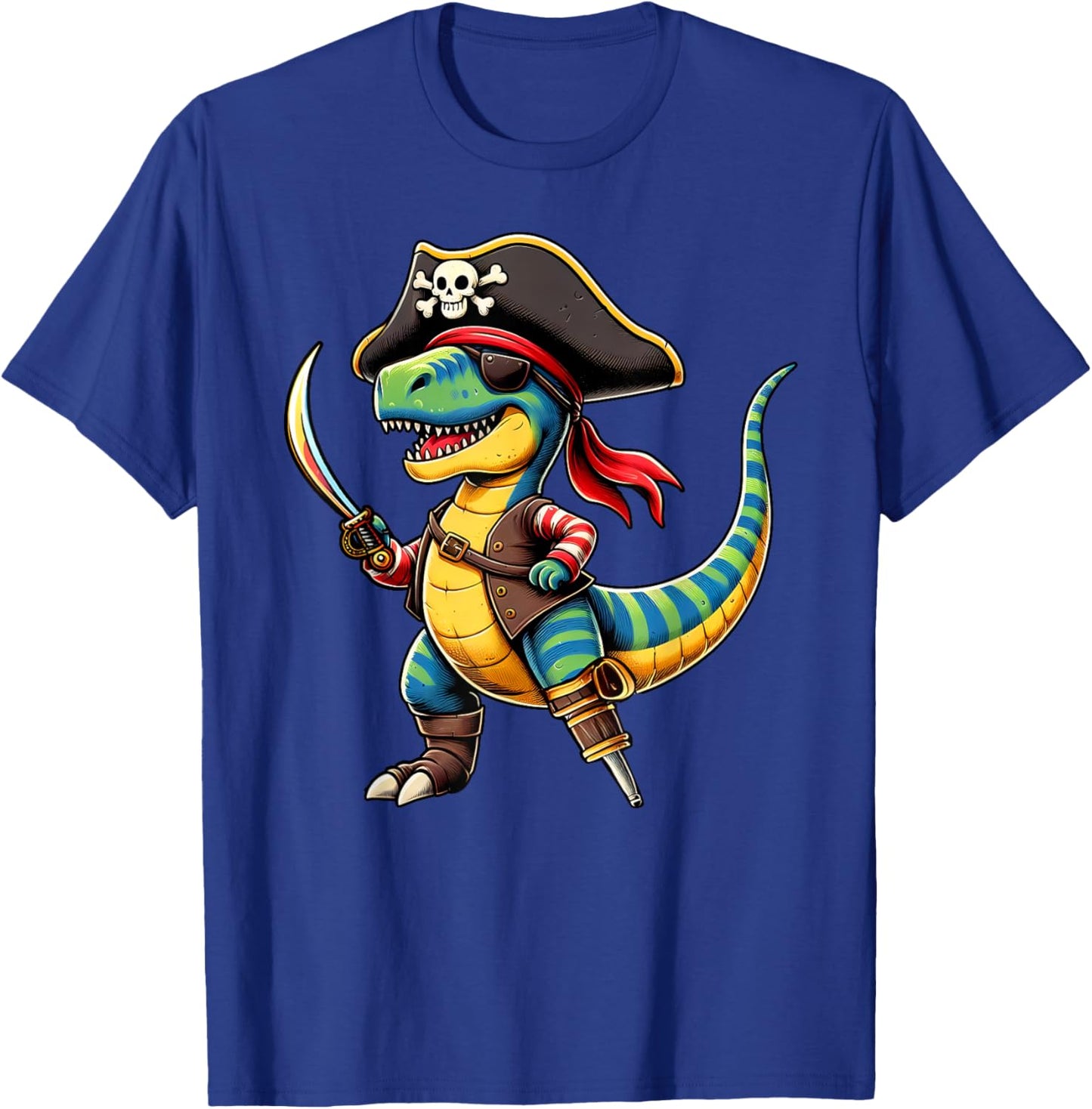 Funny Halloween Boys Kids Toddlers Dinosaur Trex Pirate T-Shirt - T-Shirt | Royal
