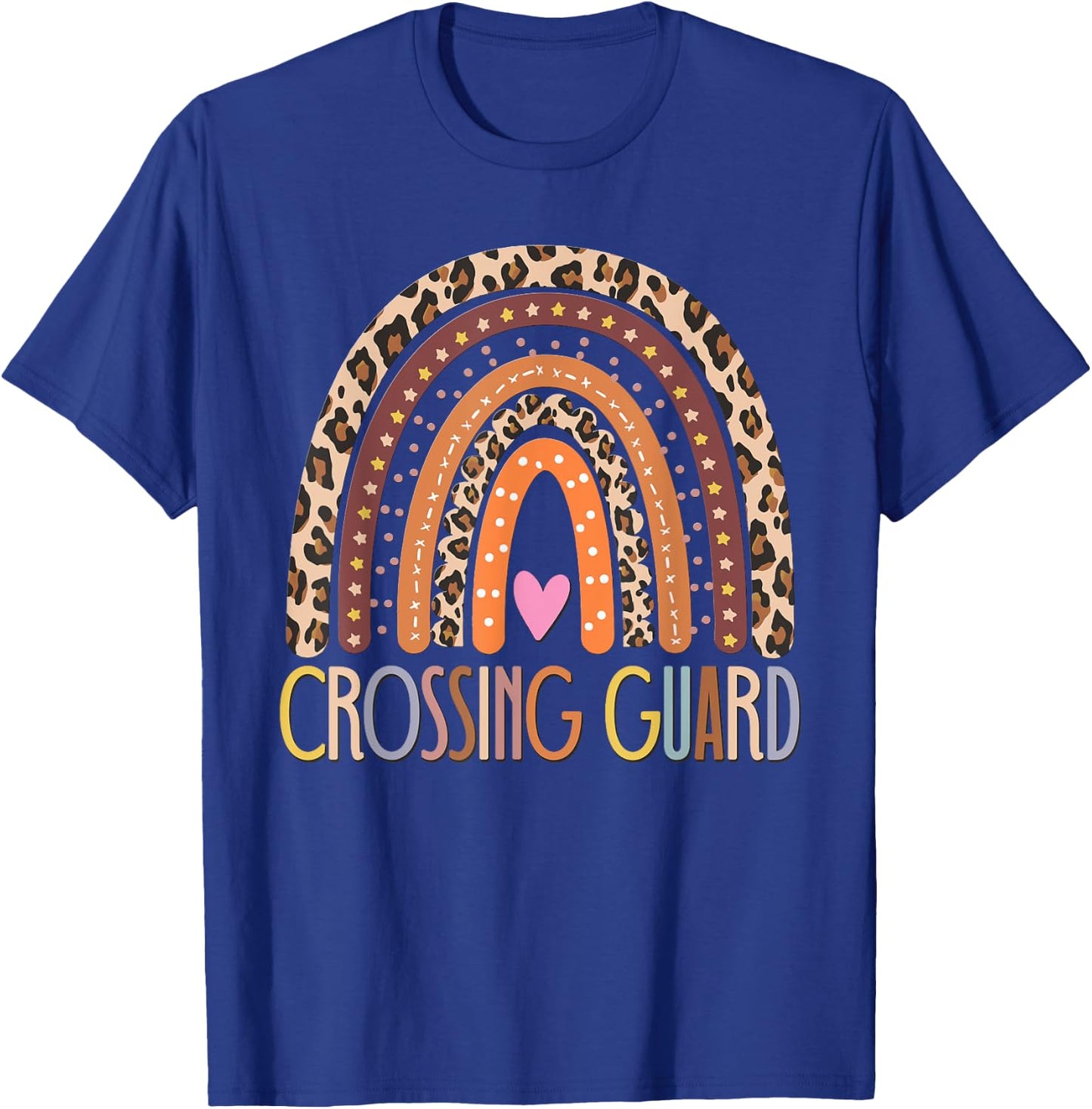 Crossing Guard Cute Leopard Rainbow Vintage Crossing Guard T-Shirt - T-Shirt | Royal