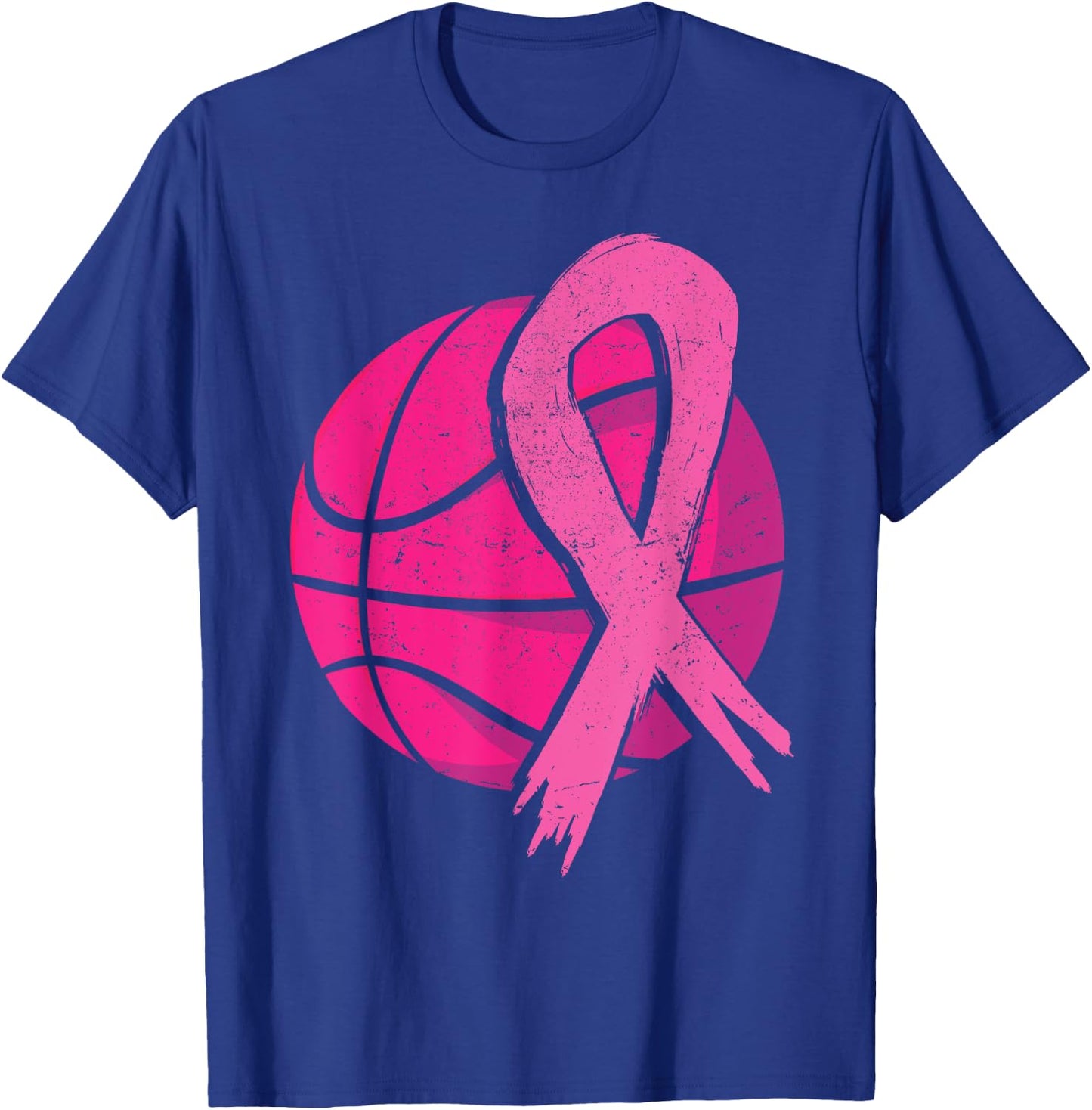 Breast Cancer Basketball Ball Pink Ribbon Carcinomas Sport T-Shirt - T-Shirt | Royal