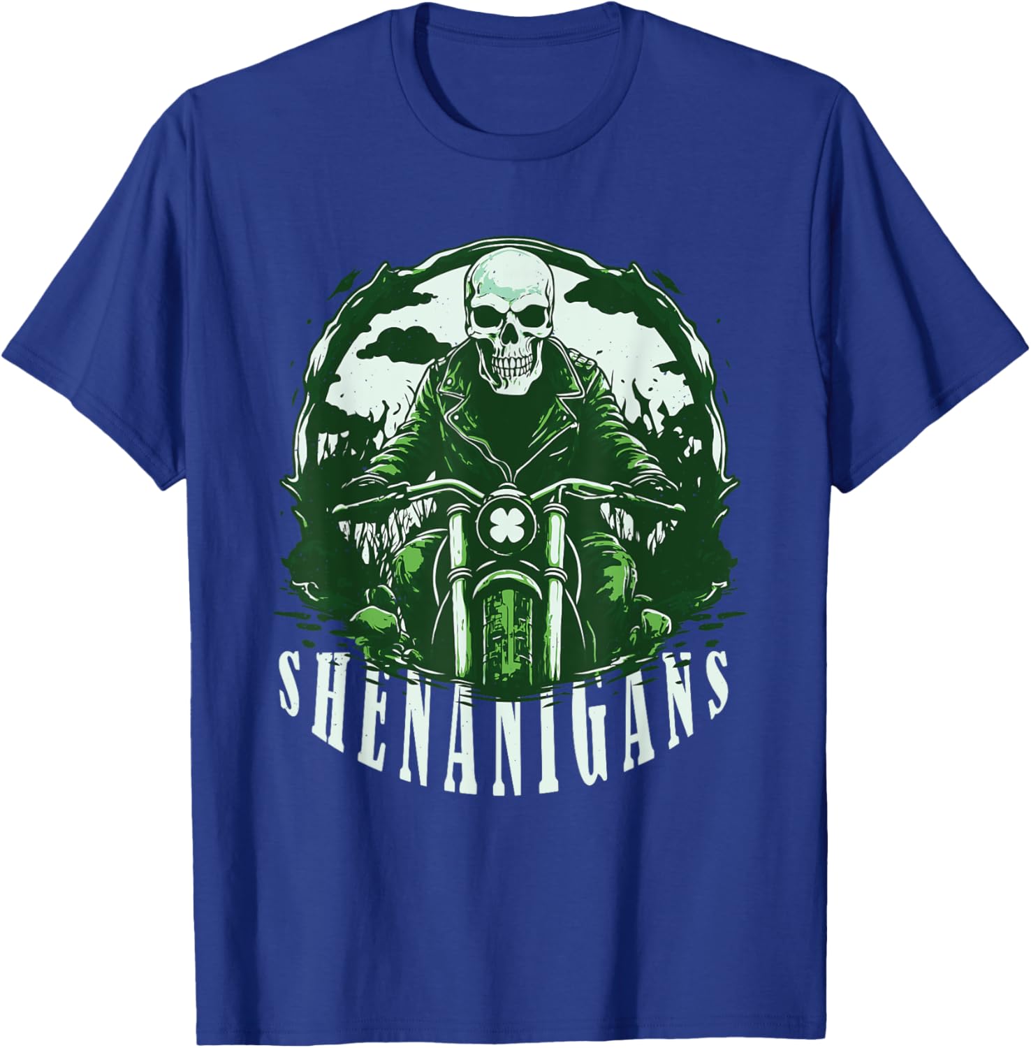 St Patrick's Day for Motorcycle Shenanigans, Irish Skull T-Shirt - T-Shirt | Royal