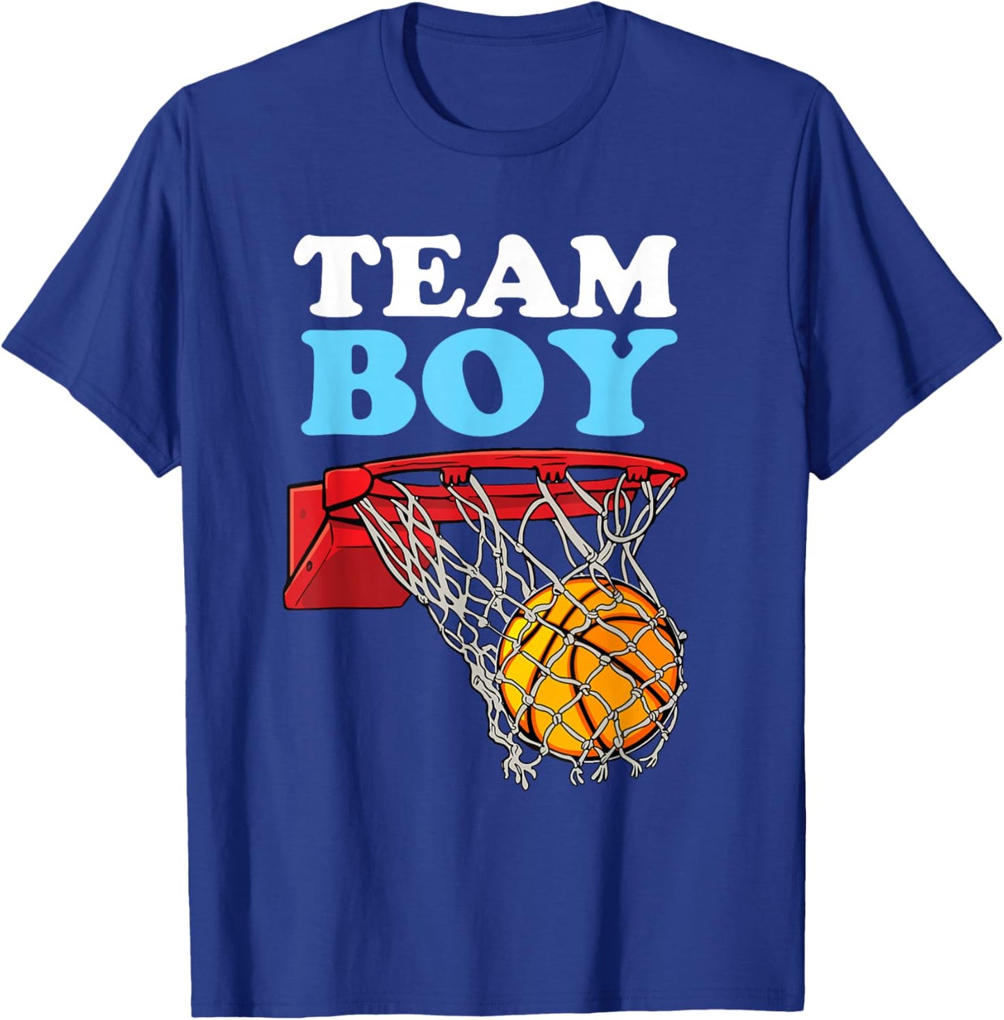 Team Boy Basketball Gender Reveal Blue Baby Shower Party T-Shirt - T-Shirt | Royal
