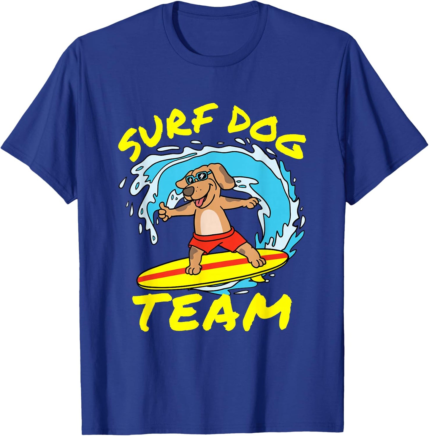 Dog Surfing Surf Dog Team Surfboard Wave Competition T-Shirt - T-Shirt | Royal