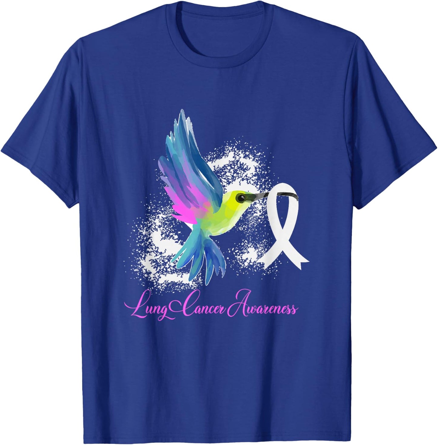 White Ribbon Lung Cancer Survivor Gift Lung Cancer Awareness T-Shirt - T-Shirt | Royal