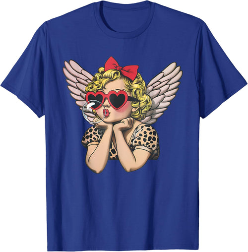 Cute Cupid Sunglasses Blowing Bubble Valentines Day Retro