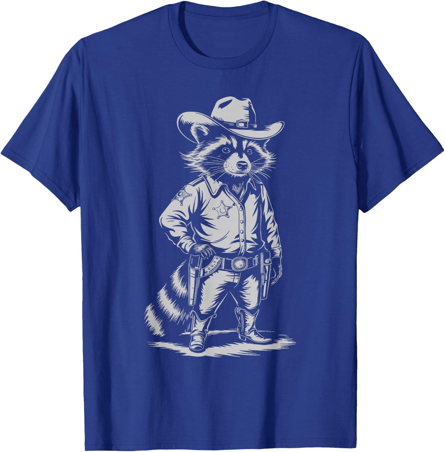 Vintage Style Raccoon Panda Cowboy Western Country Cowgirl T-Shirt - T-Shirt | Royal