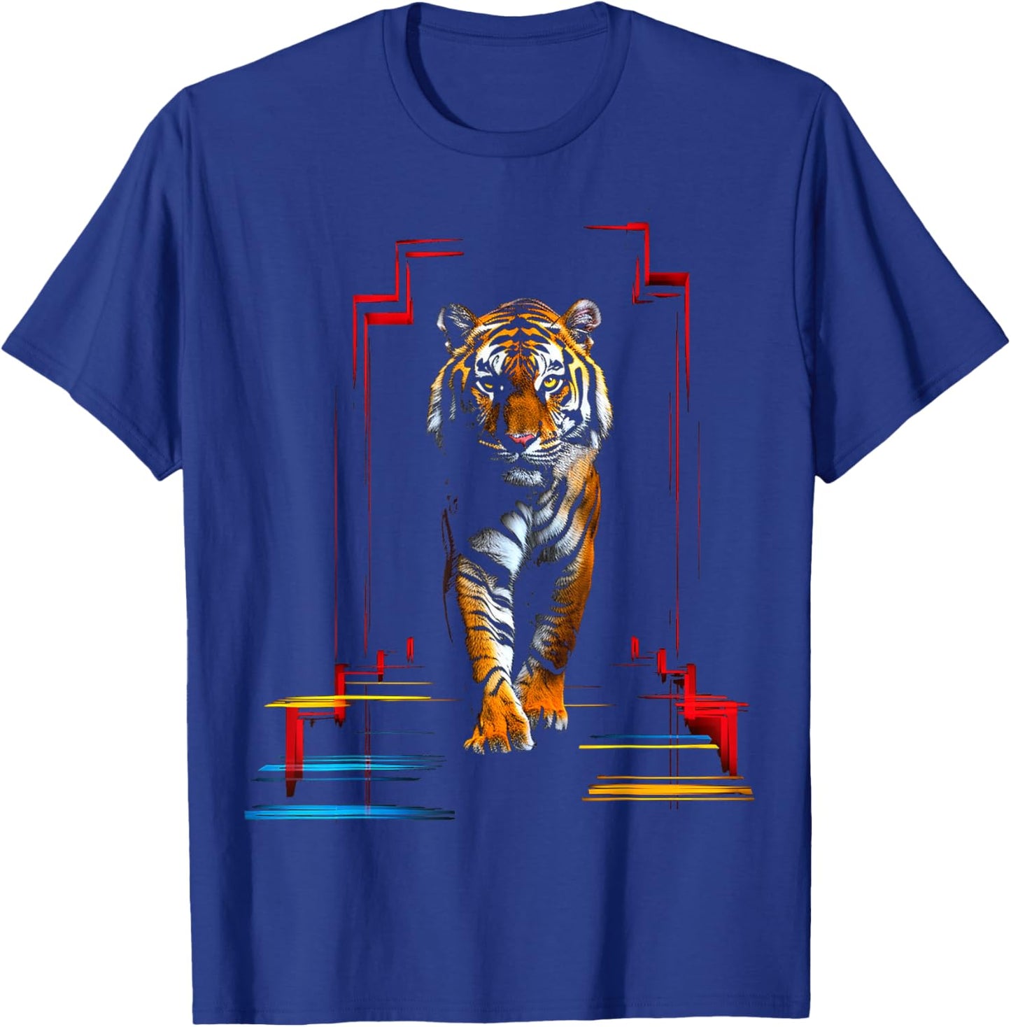 Tiger Polygon Colorful Animal Art Abstract Graphic Tiger T-Shirt - T-Shirt | Royal