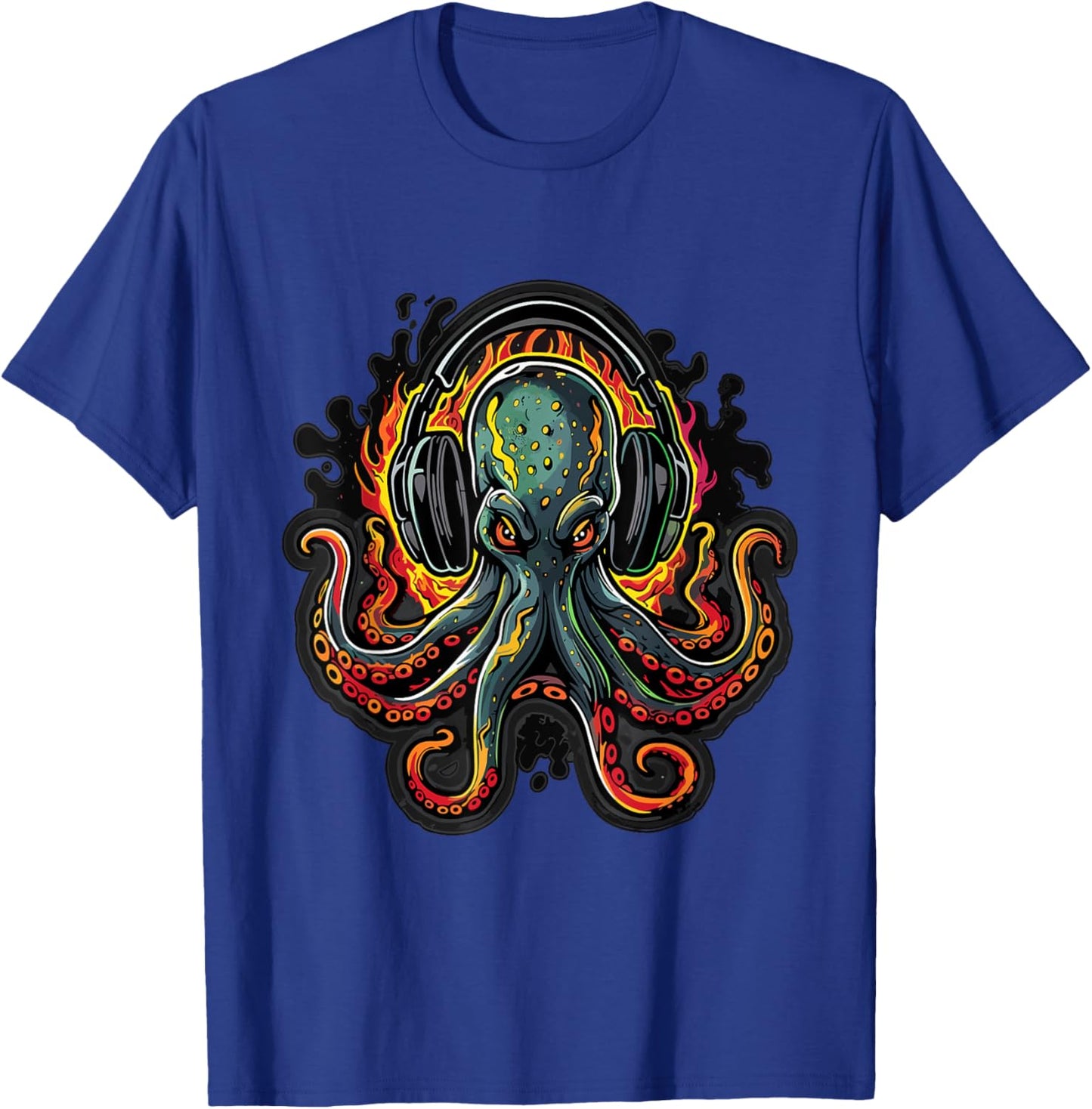 Fire Octopus DJ EDM Summer Rave T-Shirt - T-Shirt | Royal