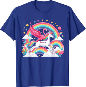 Flamingo Riding Unicorn Galaxy Rainbow Lover Girl Women T-Shirt - T-Shirt | Royal