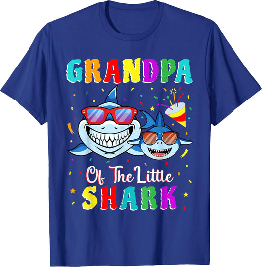 Grandpa Of The Little Shark Grandson Shark Birthday Party . T-Shirt - T-Shirt | Royal