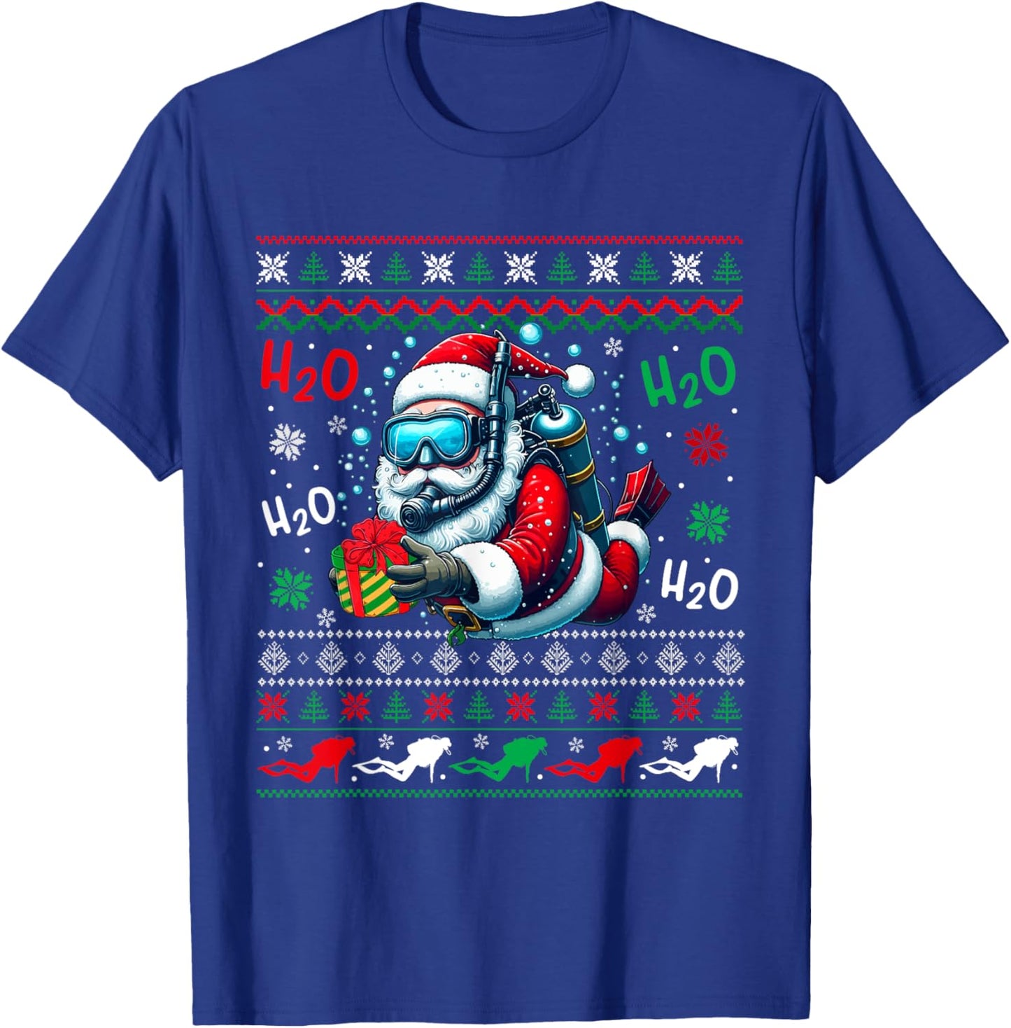 Christmas Sweater Santa Scuba Diving Scuba Diver Lover T-Shirt - T-Shirt | Royal