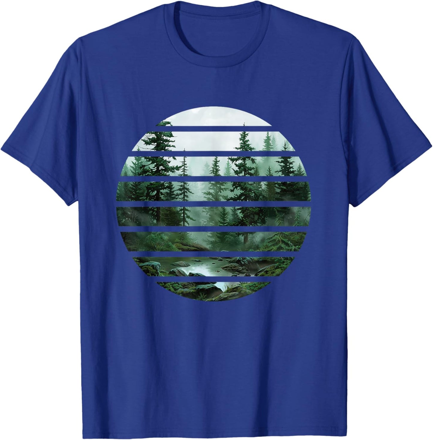 Forest Trees Wildlife Outdoors Retro Vintage Hiking Camping T-Shirt - T-Shirt | Royal