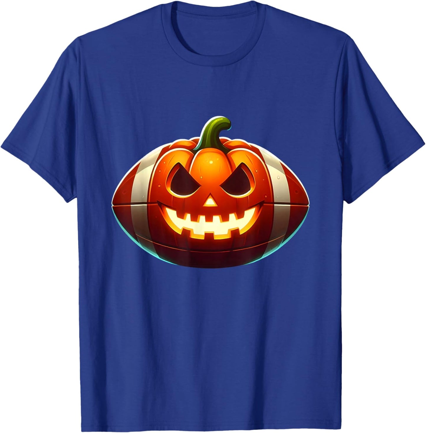 Football Halloween Pumpkin Scary Football Player Costume T-Shirt - T-Shirt | Royal