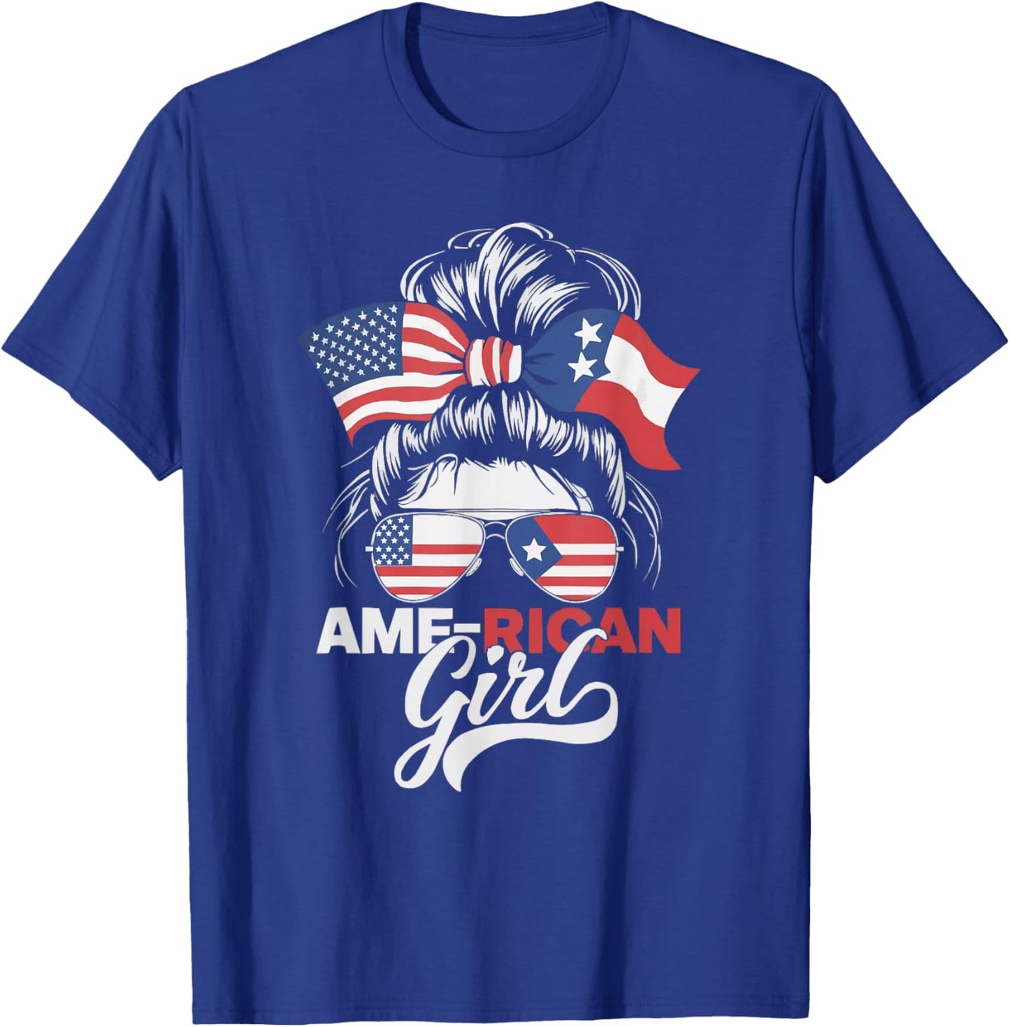 Half Puerto Rican Half American USA Flag Puerto Rico T-Shirt - T-Shirt | Royal