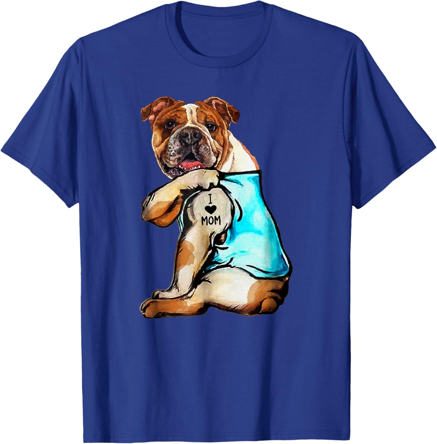 English Bulldog - I Love Mom Tattoo Mother's day gift Women Kids T-Shirt - T-Shirt | Royal