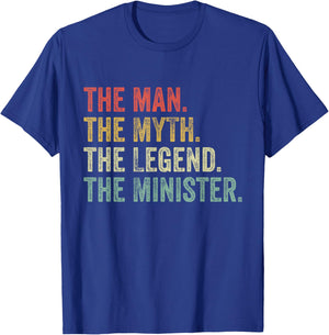 Man Myth The Legend Minister Dad Funny Minister Vintage T-Shirt - T-Shirt | Royal