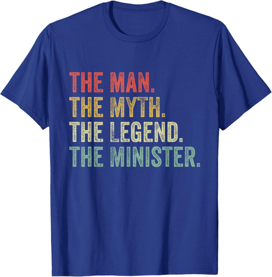 Man Myth The Legend Minister Dad Funny Minister Vintage T-Shirt - T-Shirt | Royal