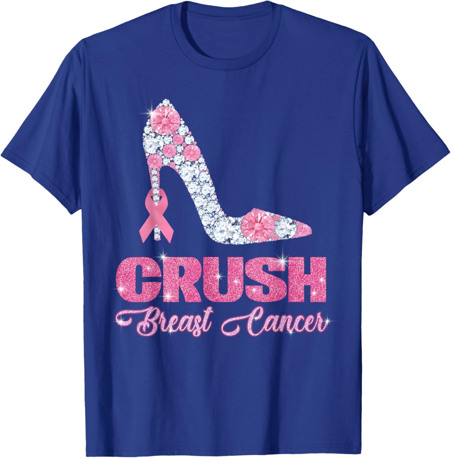 Crush Breast Cancer Bling Pink Ribbon Awareness October Gift T-Shirt - T-Shirt | Royal