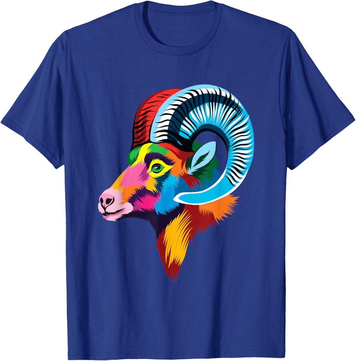 colorful bighorn sheep ram head for lovers Big Horn Mountain T-Shirt - T-Shirt | Royal