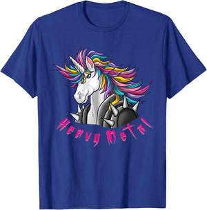 Unicorn Funny Heavy Metal Design Woman Kids Girls T-Shirt - T-Shirt | Royal