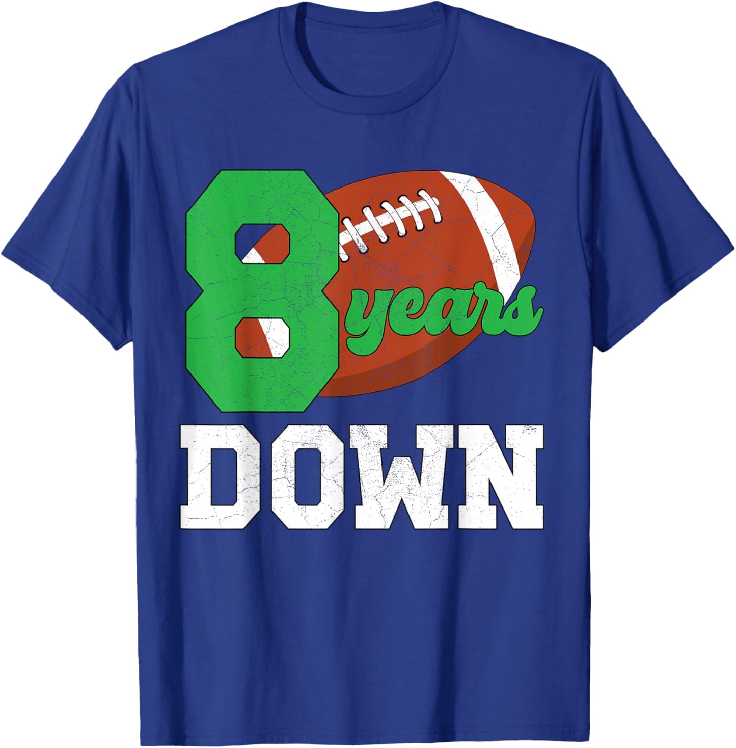 8th Birthday Football Boy Eight Year Old Football Player T-Shirt - T-Shirt | Royal