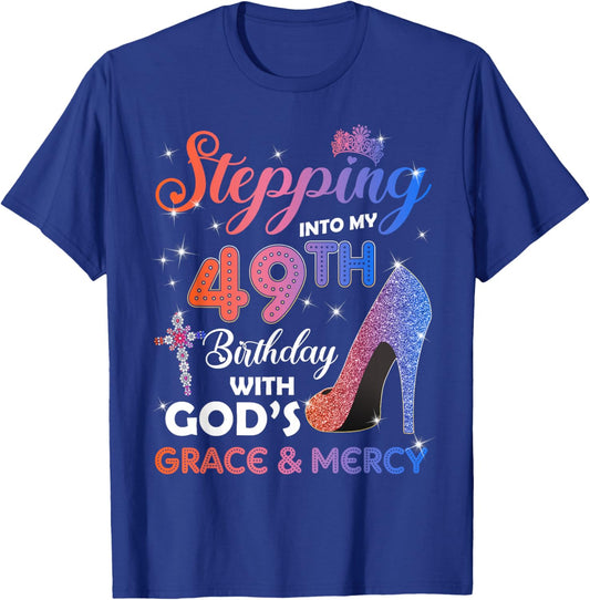 Stepping Into My 49th Birthday Pumps 49 years old T-Shirt - T-Shirt | Royal