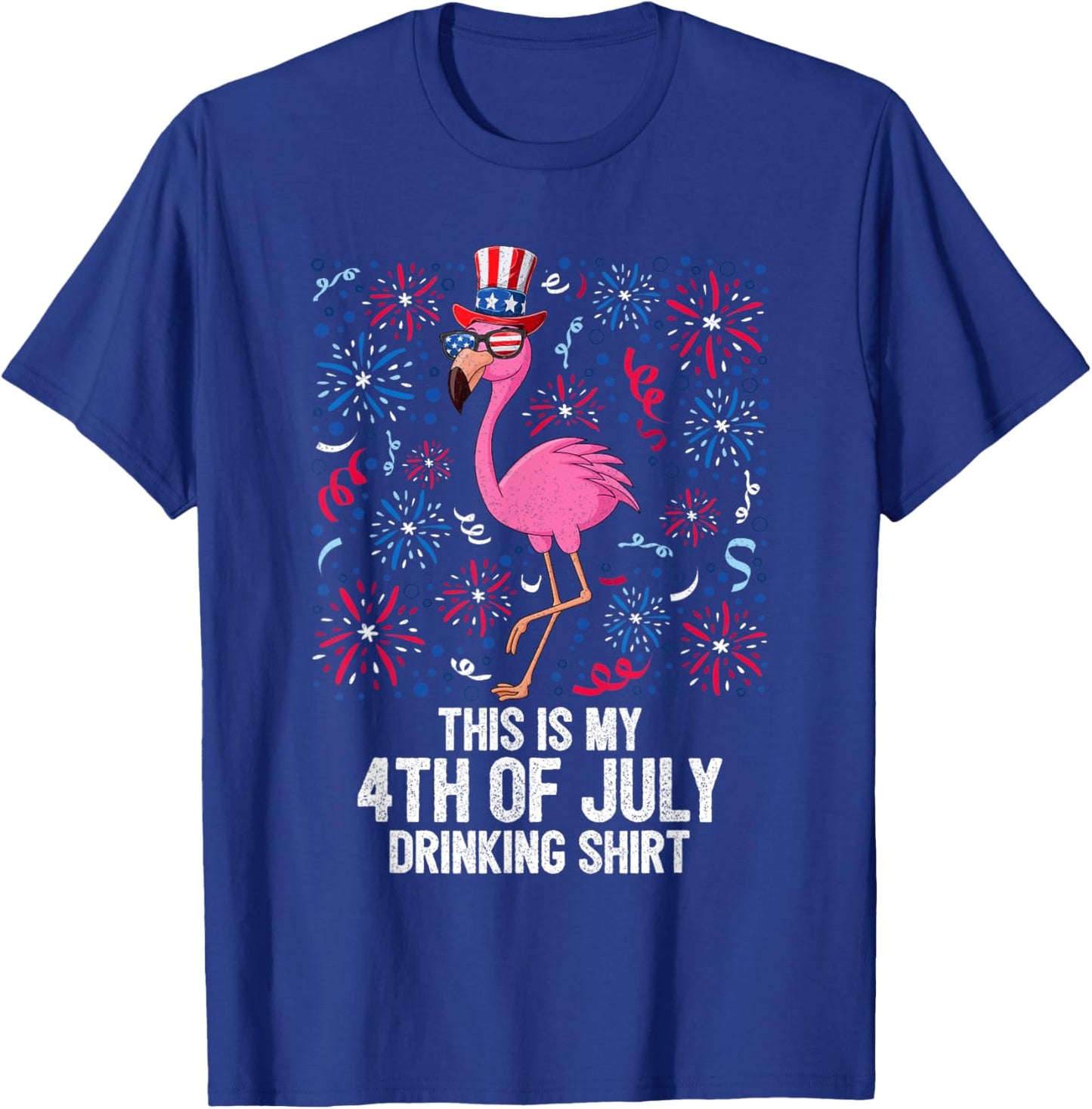This Is My 4th Of July Drinking Shirt Flamingo American Flag T-Shirt - T-Shirt | Royal