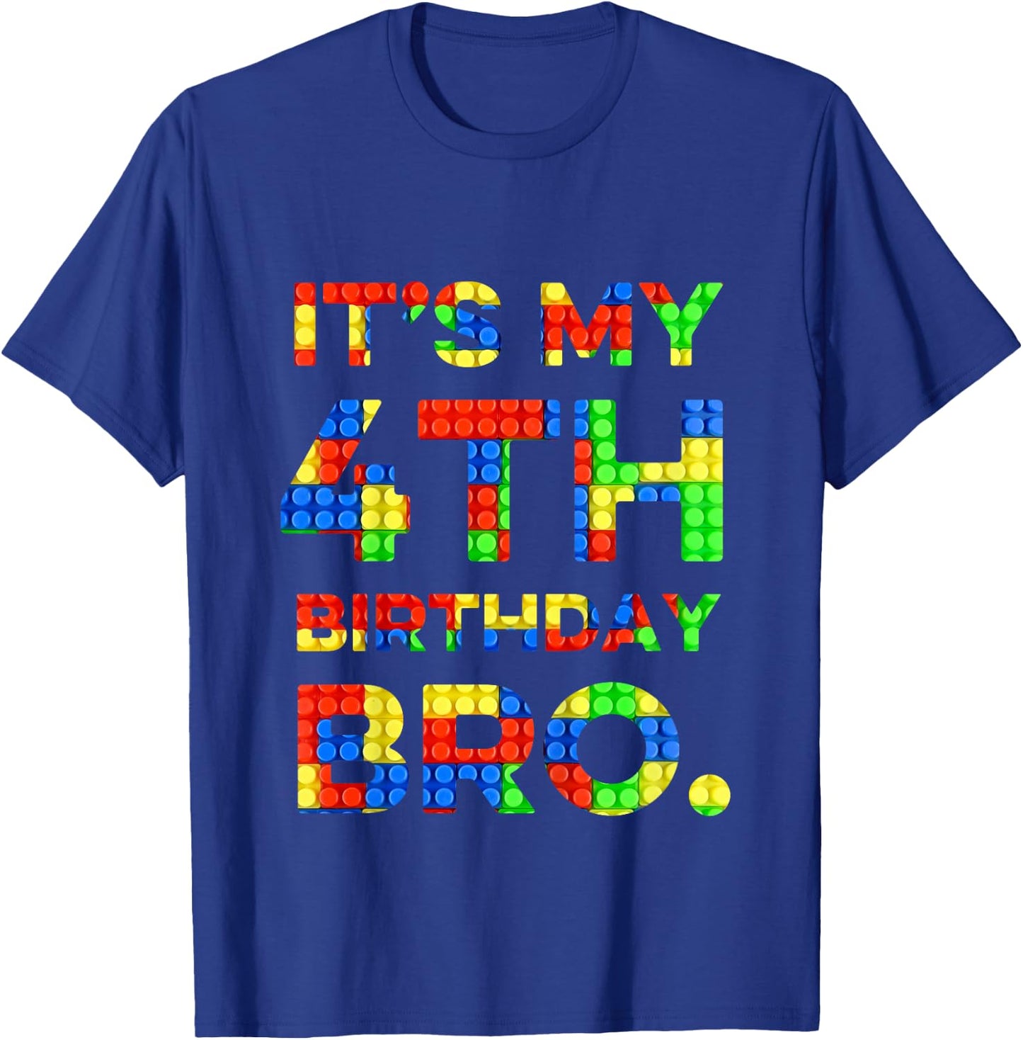 Kids Cute 4th Birthday Shirt 4 Years Old Block Building Boys T-Shirt - T-Shirt | Royal