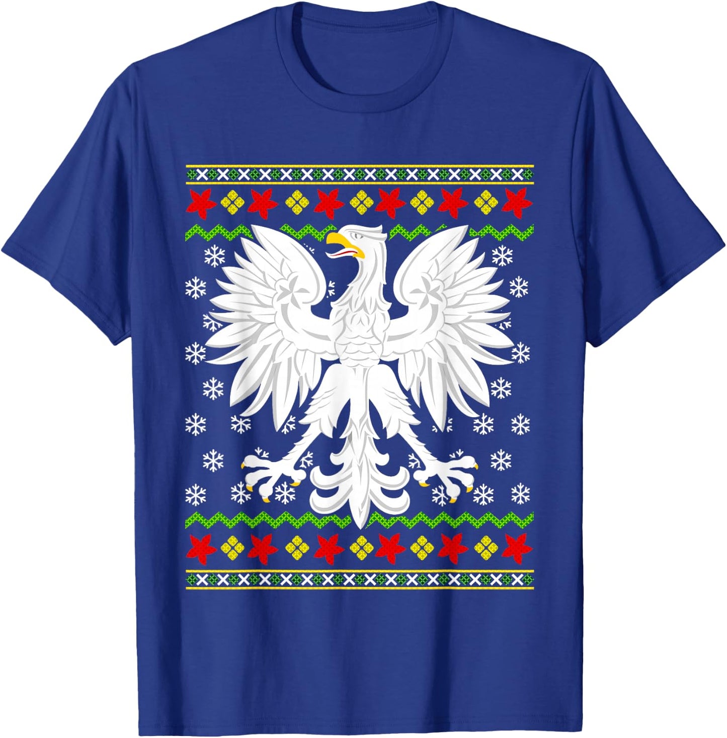 Poland Polish Family Men Women Kids Mom Dad Couple Ugly Christmas Polish Polska Eagle T-Shirt - T-Shirt | Royal