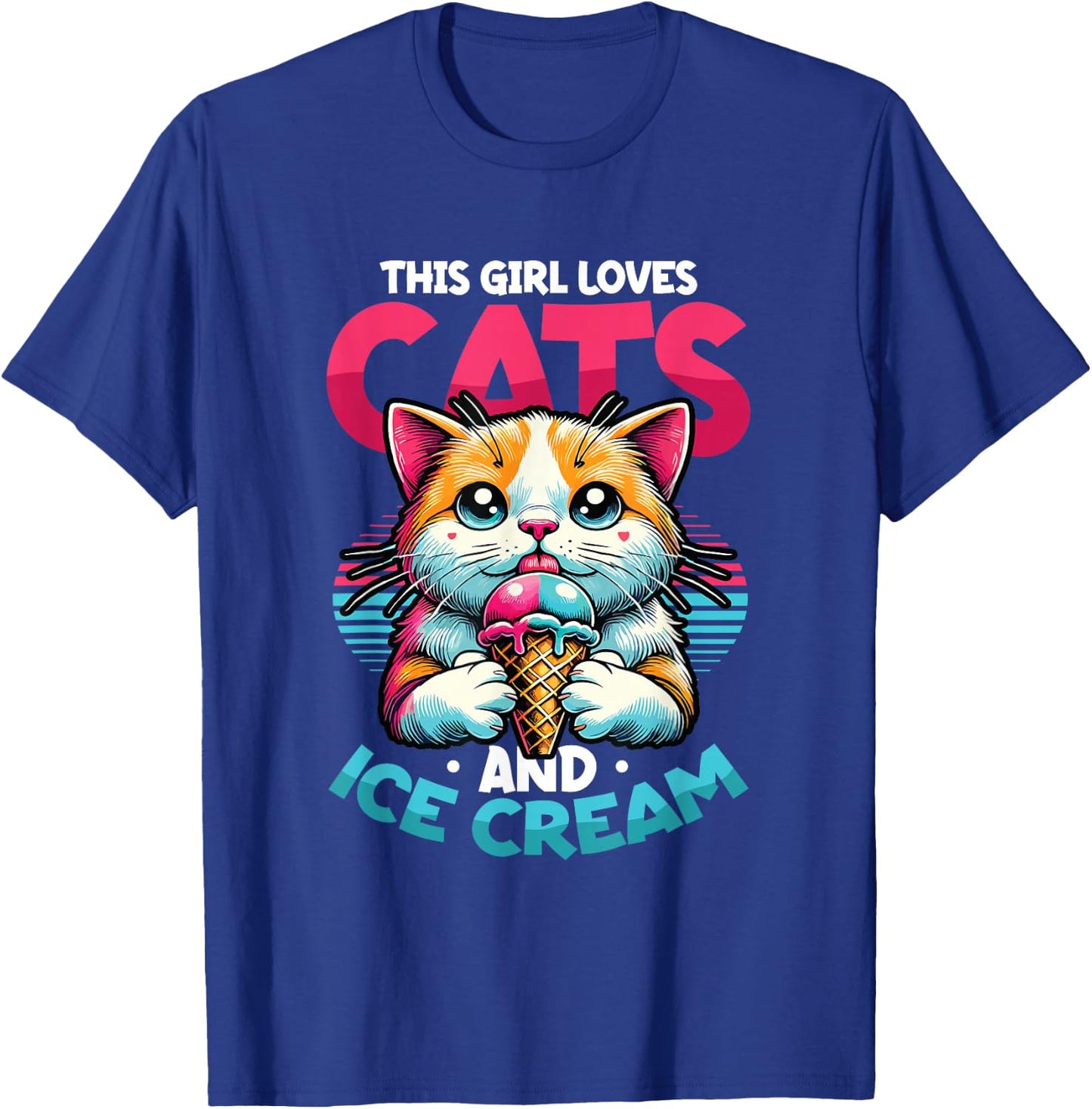 This Girl Loves Cats And Ice Cream T-Shirt - T-Shirt | Royal