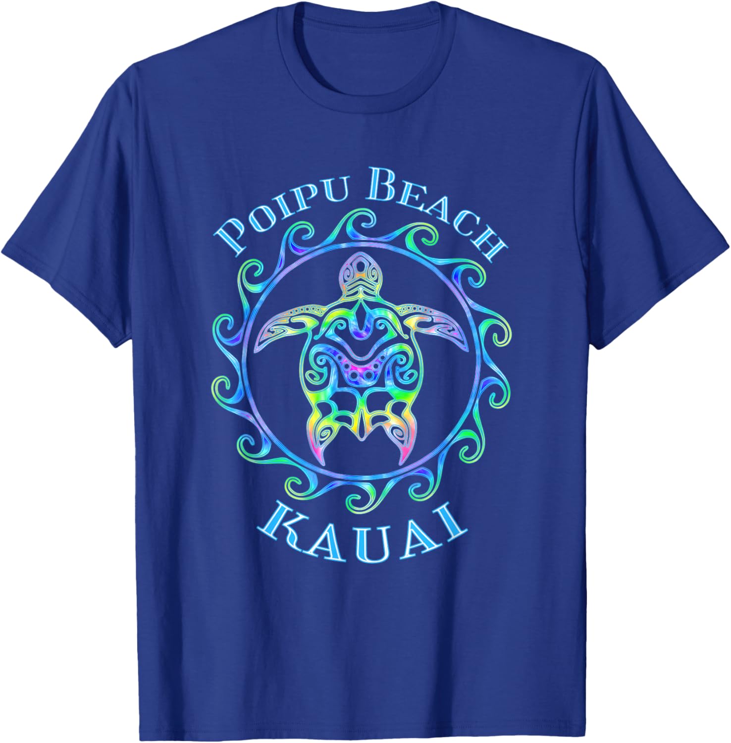 Poipu Beach Kauai Hawaii Vacation Colorful Turtle T-Shirt - T-Shirt | Royal