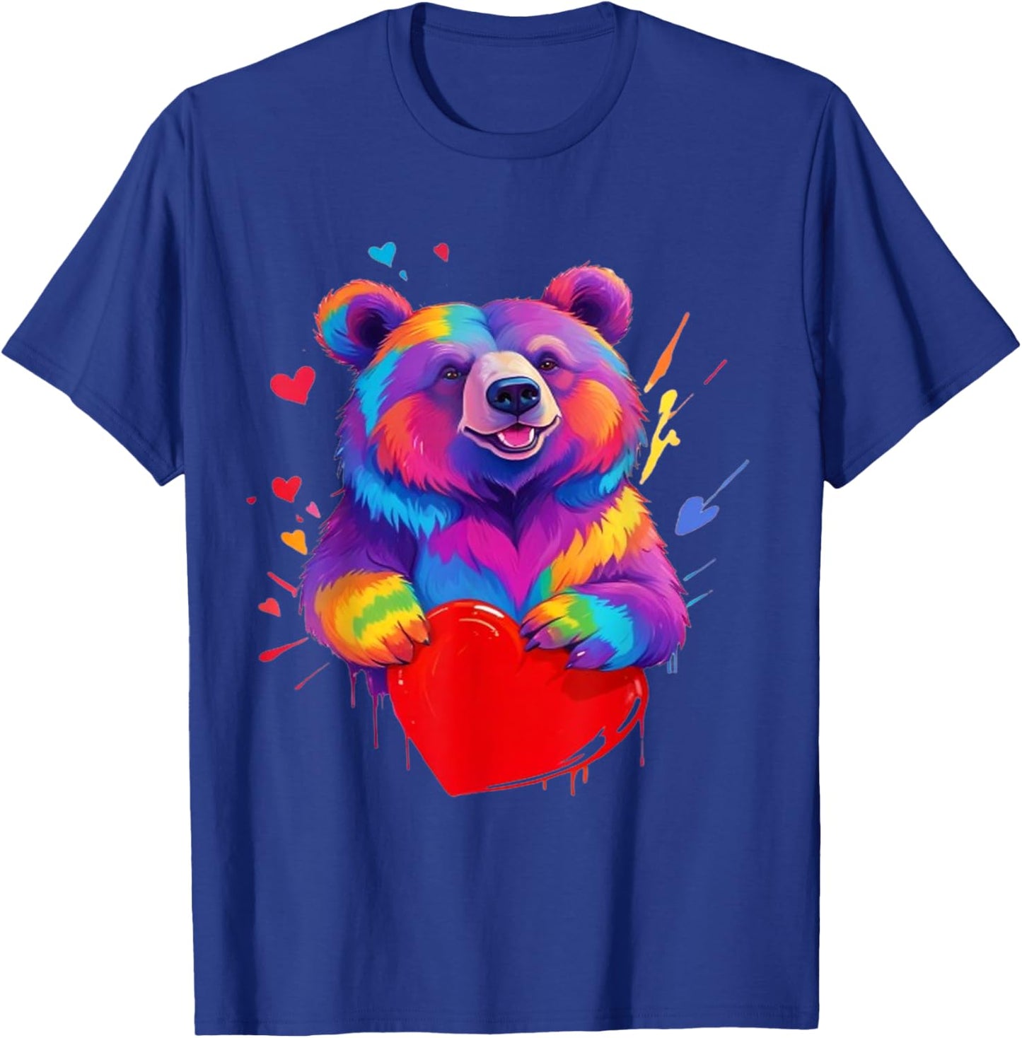 Bear Shirt - Colorful Grizzly Bear Heart Graphic T-Shirt - T-Shirt | Royal