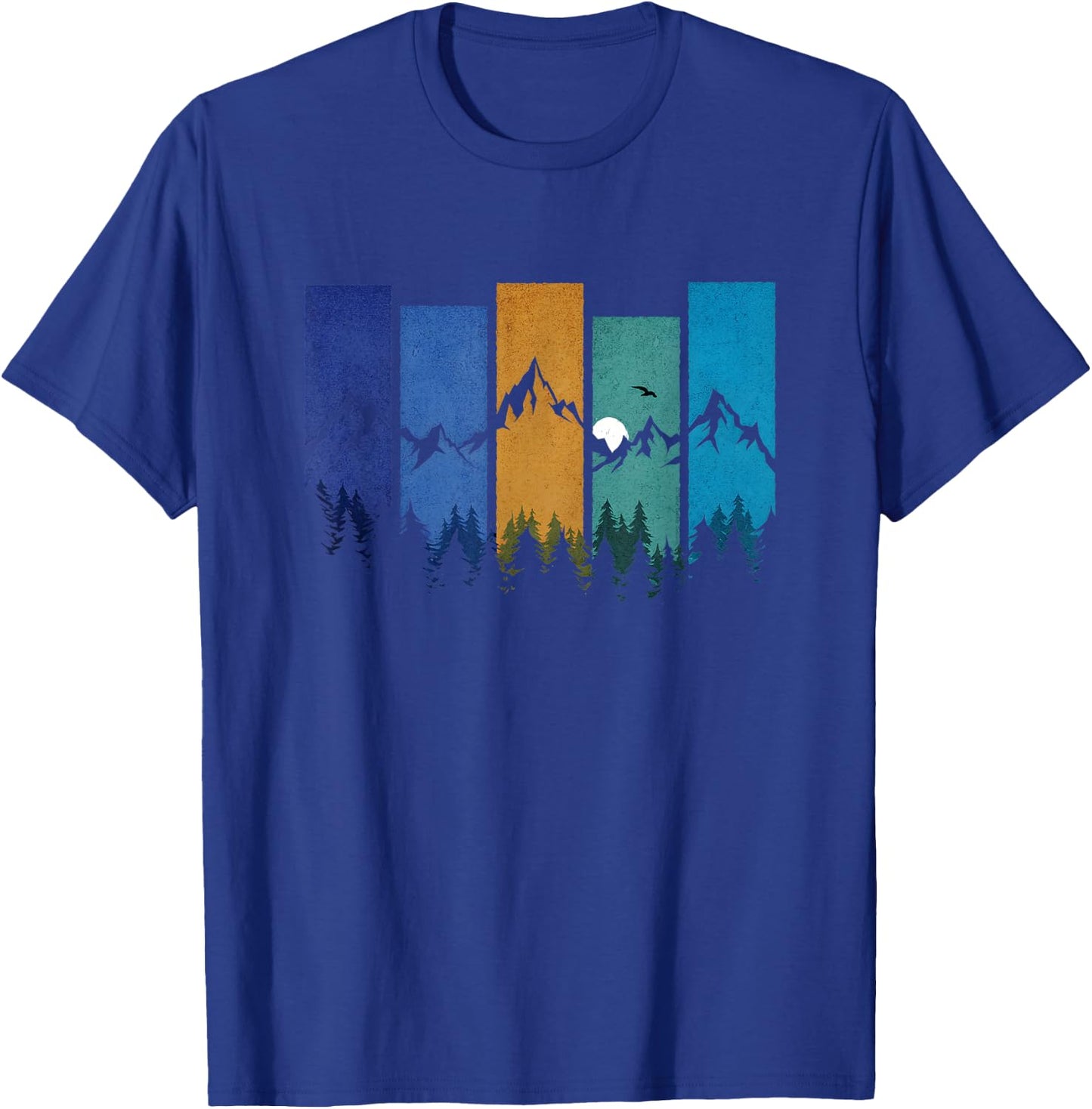 Trees Mountains Moon Adventure Outdoor Wildlife Forest T-Shirt - T-Shirt | Royal