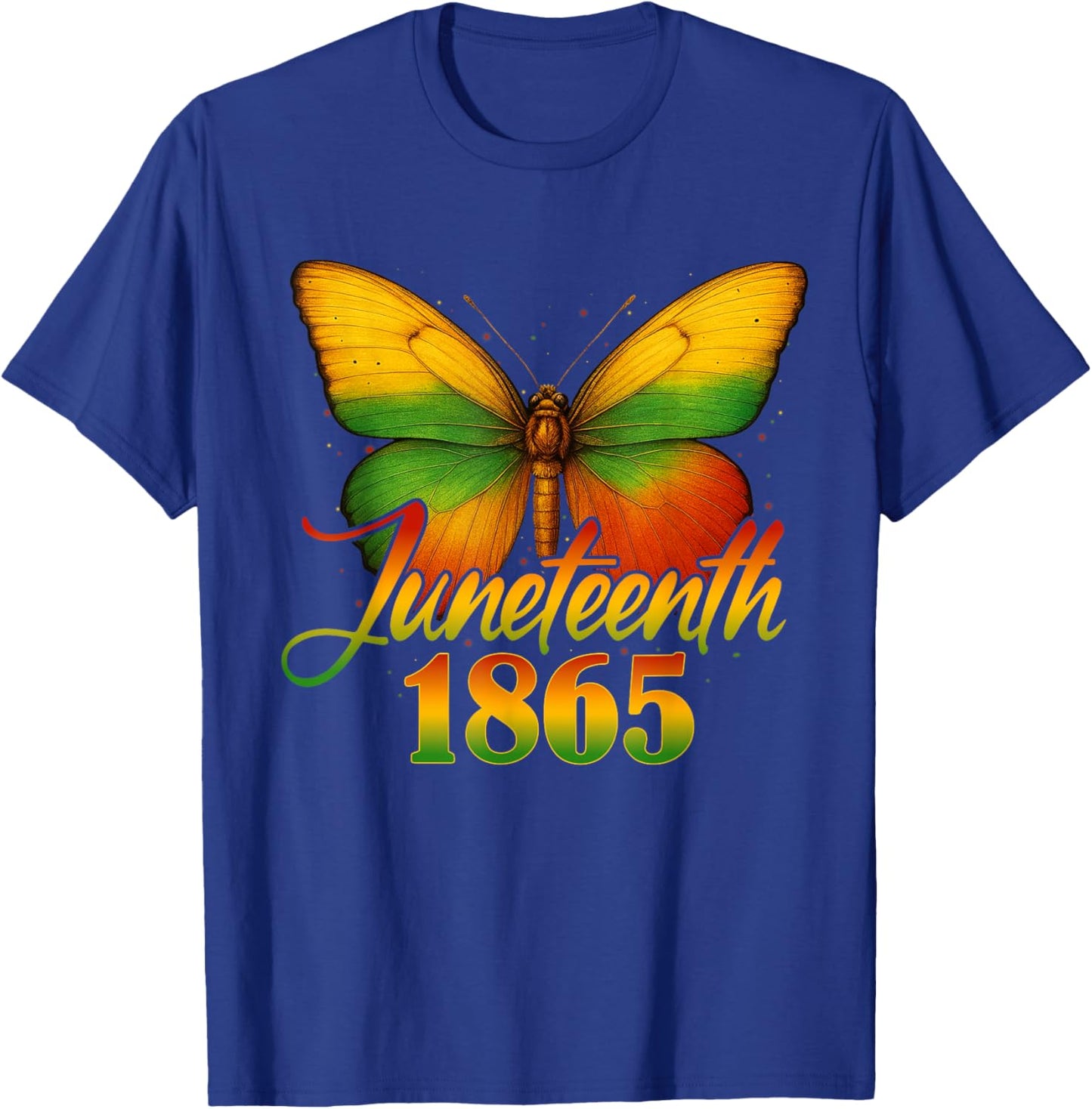 Juneteenth Butterfly Flag Celebrate Black Freedom Since 1865 T-Shirt - T-Shirt | Royal