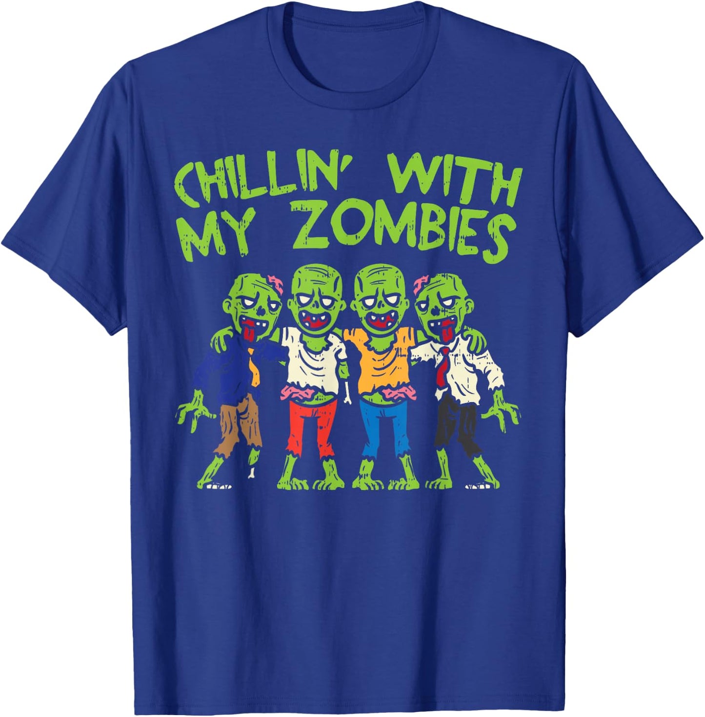Chillin With My Zombies Funny Halloween Kids Boys Gift T-Shirt - T-Shirt | Royal