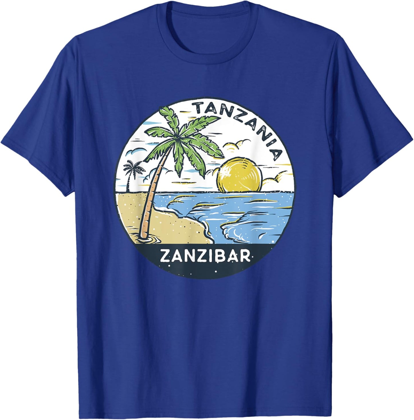 Zanzibar Tanzania Illustrated Ocean Beach Vintage Women Kids T-Shirt - T-Shirt | Royal