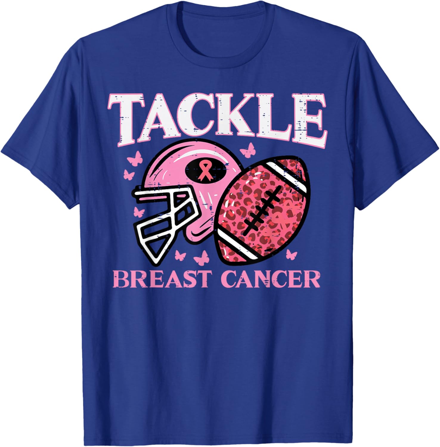 Breast Cancer American Football Awareness Men Boys Kid Women T-Shirt - T-Shirt | Royal