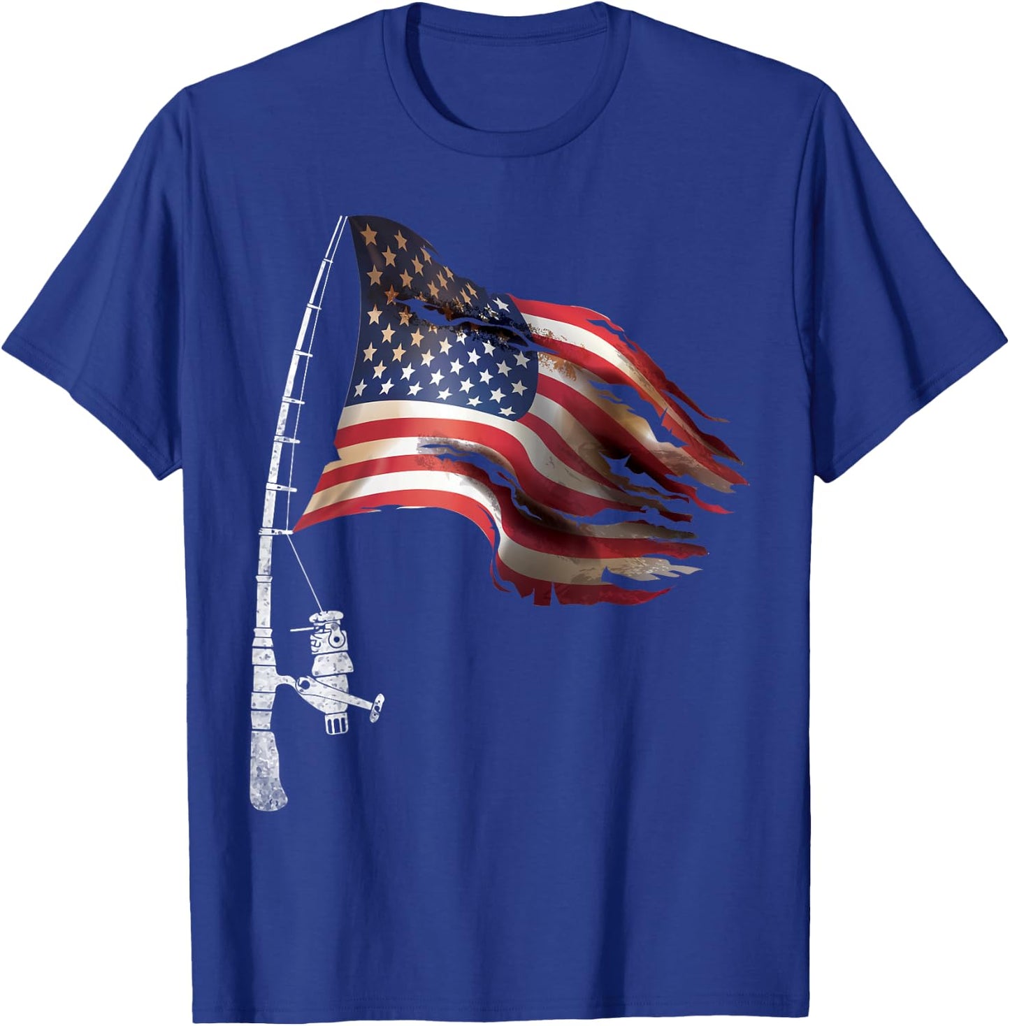 Fishing American Flag Fisherman Patriotic Day 4th of July T-Shirt - T-Shirt | Royal