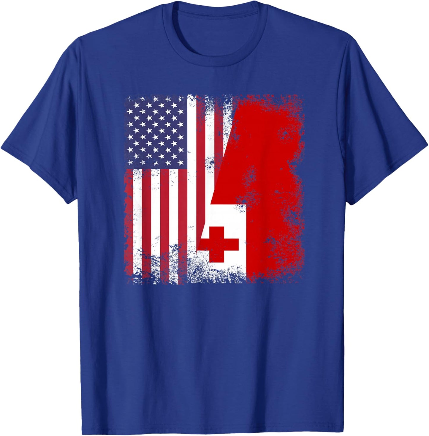 Half Tongan Flag | Vintage Tonga USA Gift T-Shirt - T-Shirt | Royal