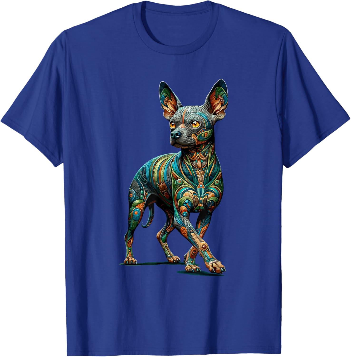 Laroli Aesthetic Art Mandala Art Mexican Hairless Dog Xoloitzcuintli T-Shirt - T-Shirt | Royal