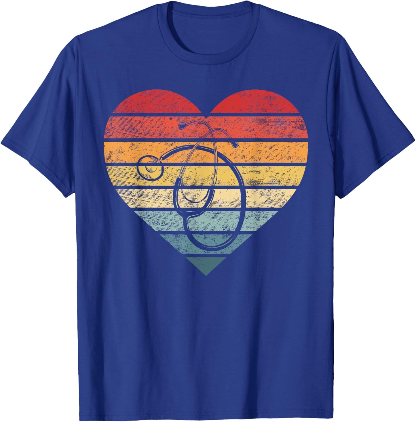 Funny Nurse Gifts Retro Vintage Stethoscope Heart Nursing T-Shirt - T-Shirt | Royal