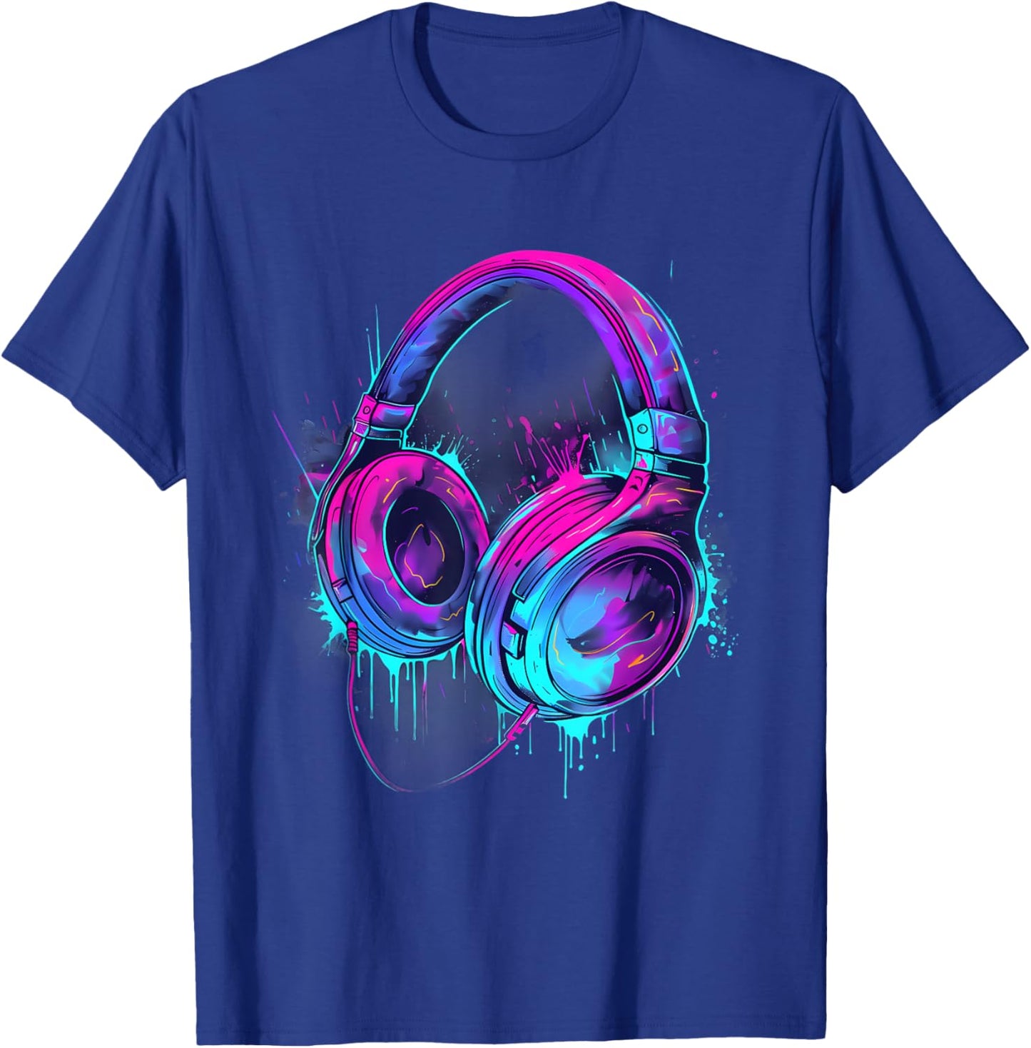 Headphones Music DJ Music Lover Music Headphones EDM Splash T-Shirt - T-Shirt | Royal