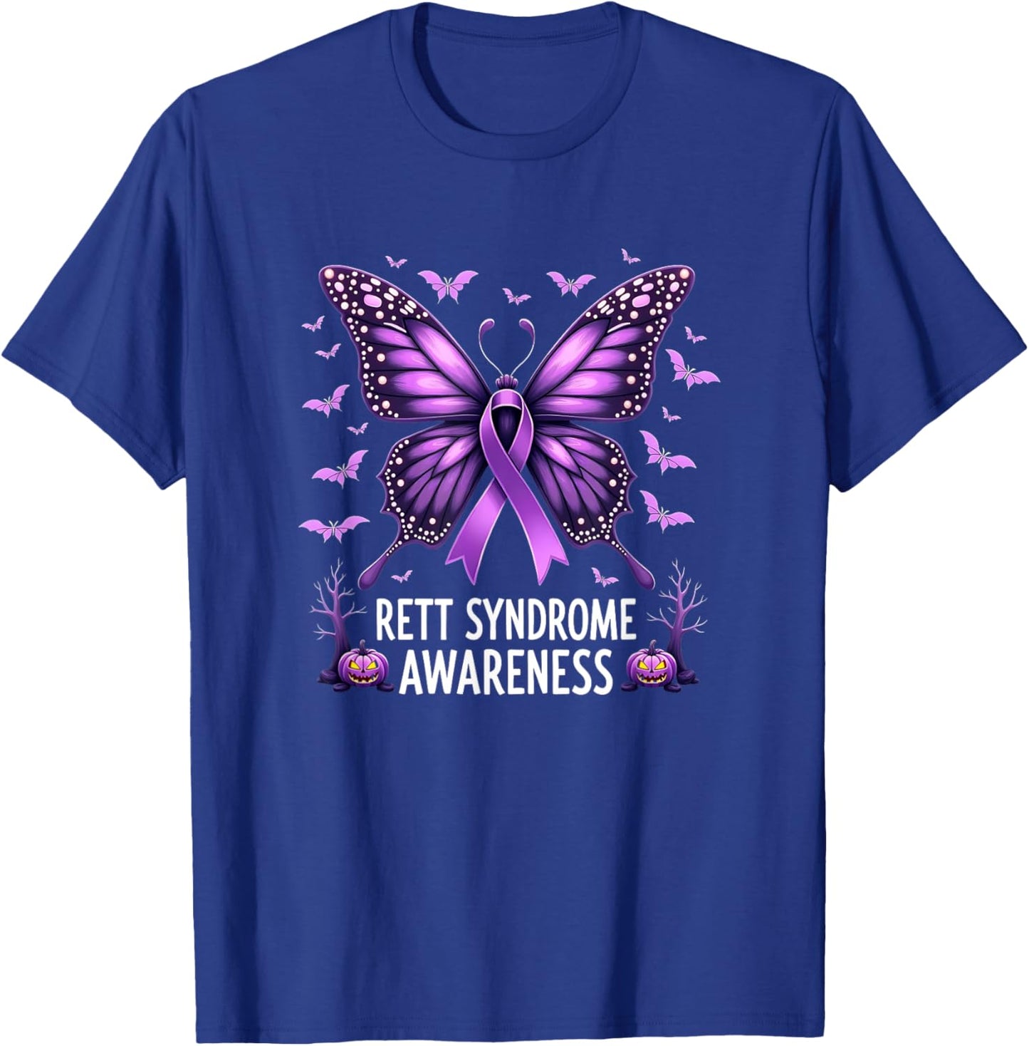 Purple Butterfly Rett Syndrome Awareness Halloween T-Shirt - T-Shirt | Royal