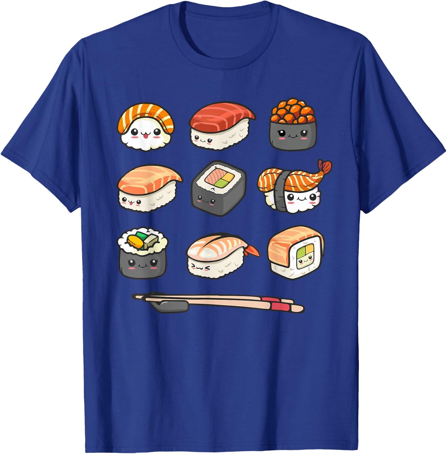Happy Sushi Anime Kawaii Set Japanese Food Lover Otaku Manga T-Shirt - T-Shirt | Royal